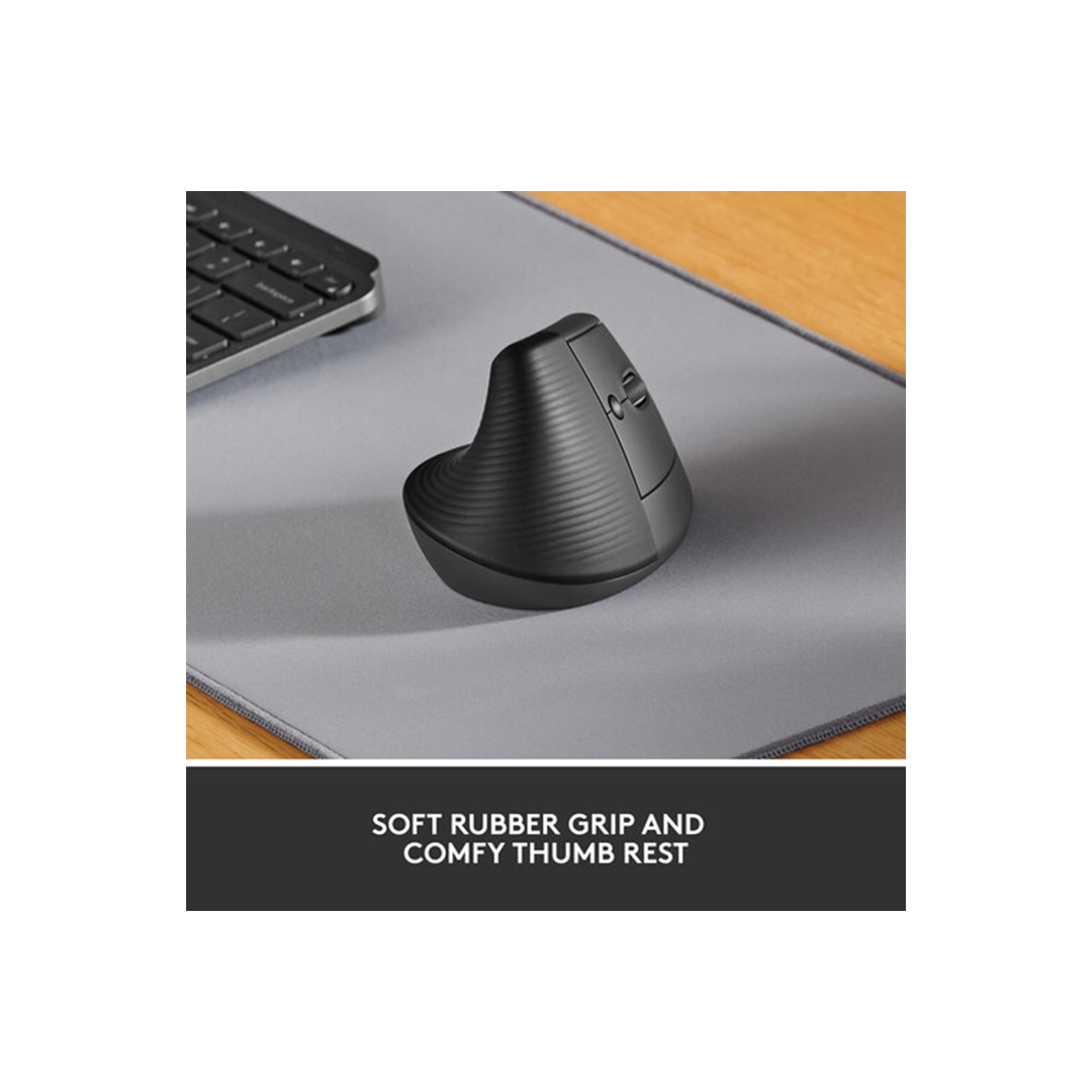 Logitech Lift Vertical Ergonomic Wireless Mouse - Graphite in Qatar Logitech Lift Vertical Ergonomic Wireless Mouse - Graphite in Qatar